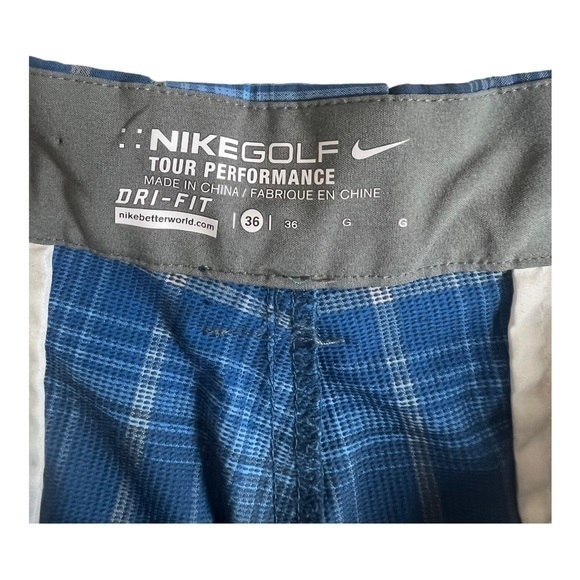 Nike Golf Mens Tour Performance Dri-Fit Golf‎ Shorts Blue Plaid 36" - Picture 4 of 4